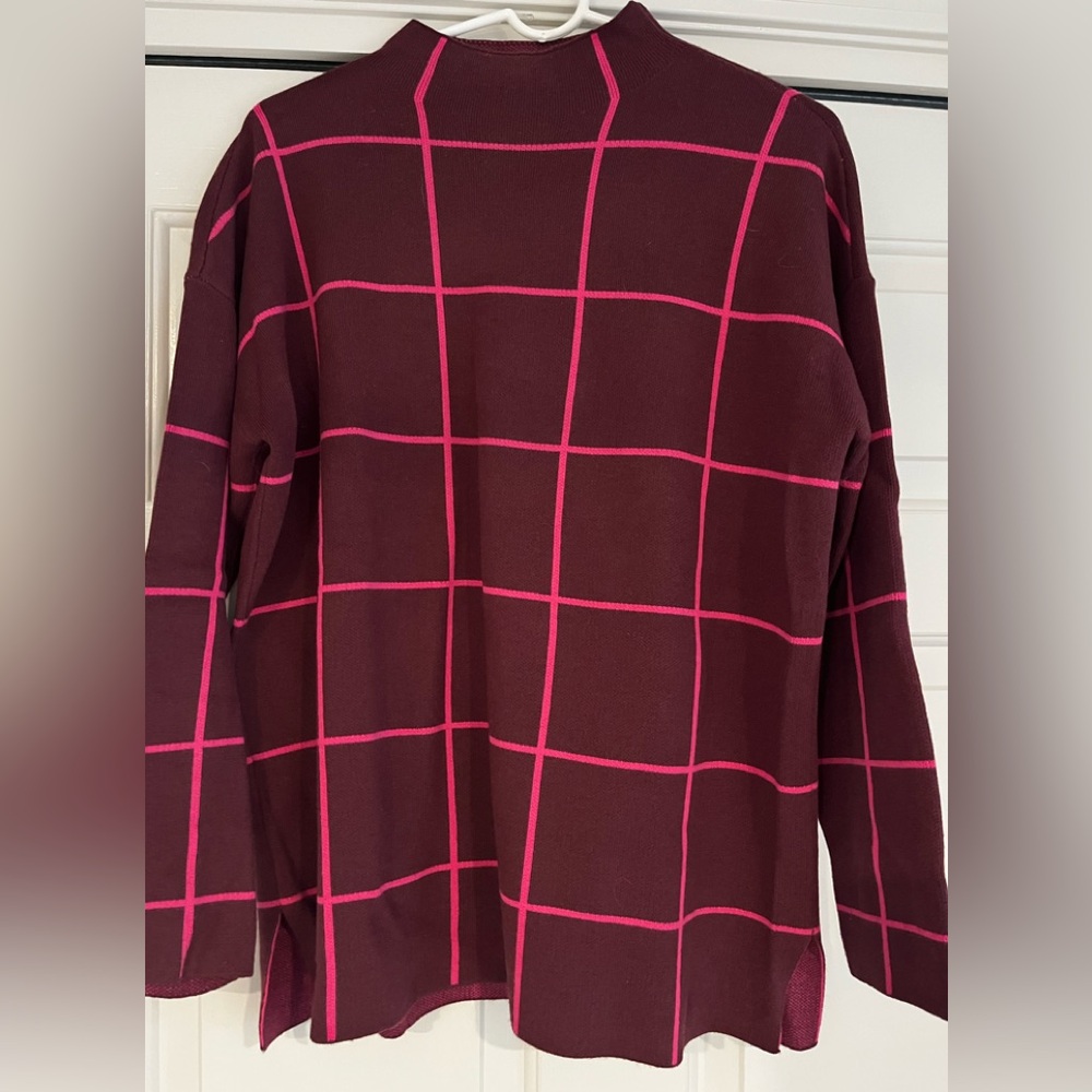 Burgundy and Pink Grid Sweater. Loft size large